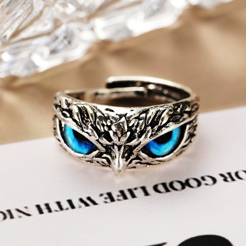 Vintage Blue Eye Owl Ring