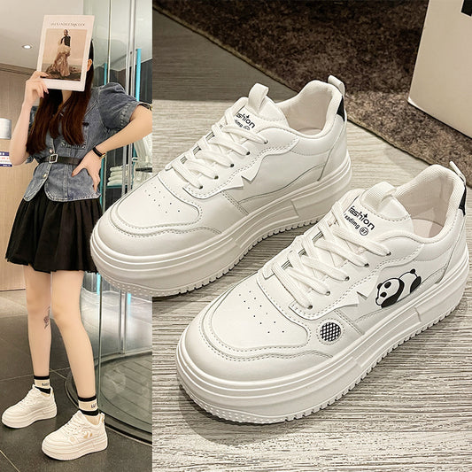 Thick baseplate shoes female white