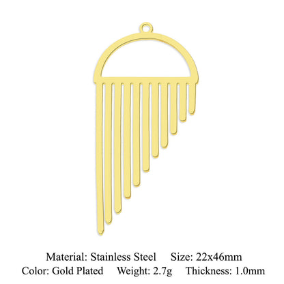 5 pcs/pack geometric square titanium steel pendant ginkgo biloba DIY