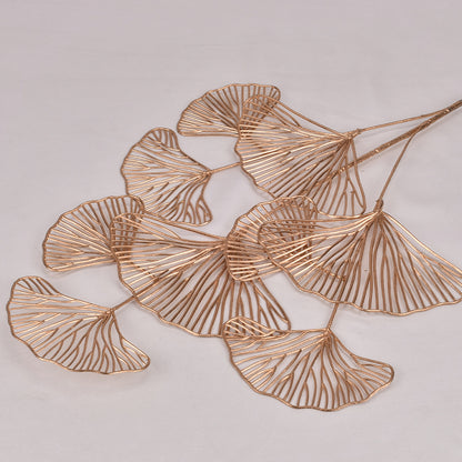 Simulation fan blade 3 forks golden ginkgo leaf simulation flower