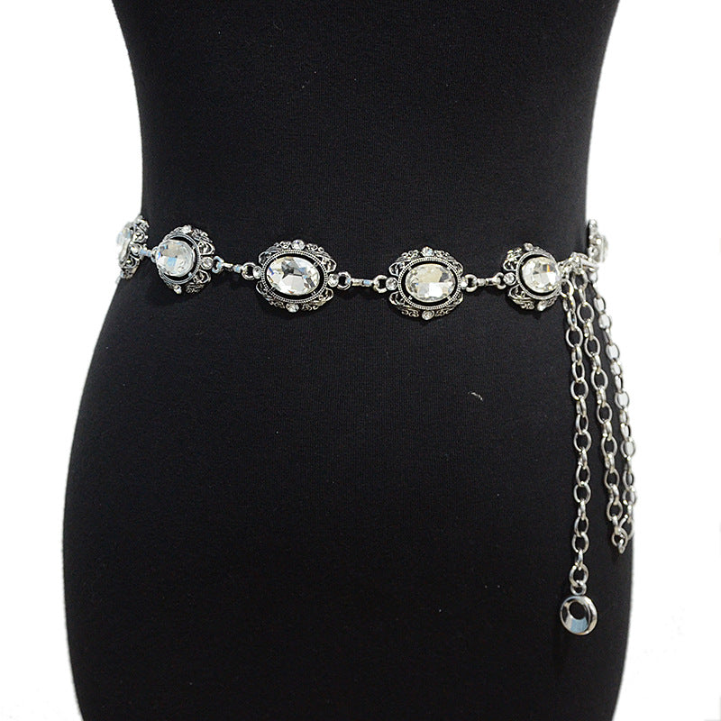 Rhinestone Metal Chain Waist Chain