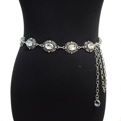 Rhinestone Metal Chain Waist Chain