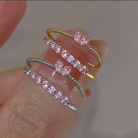 4Pcs Row Diamond Love Ring Set