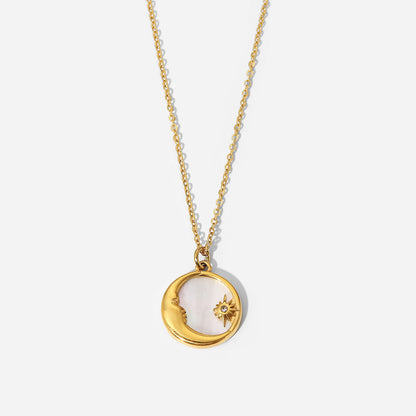 Collar Luna Estrella Madreperla Blanca 