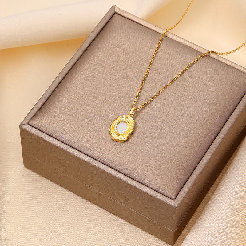 Women's White Fritillary Titanium Steel Clavicle Necklace