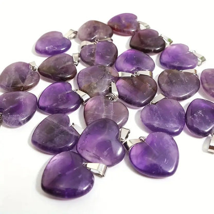 20mm natural stone crystal amethyst heart pendant