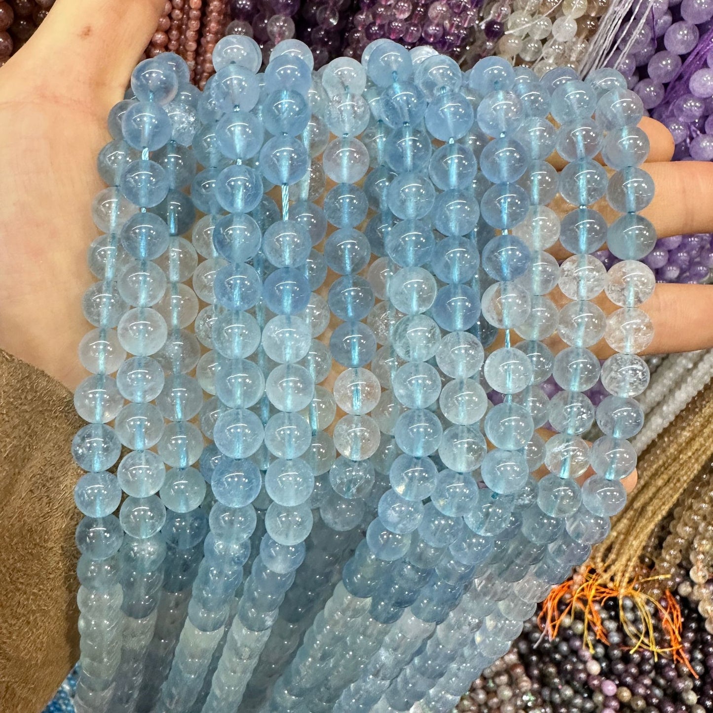 Gradient aquamarine high quality round beads