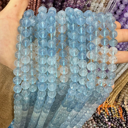 Gradient aquamarine high quality round beads