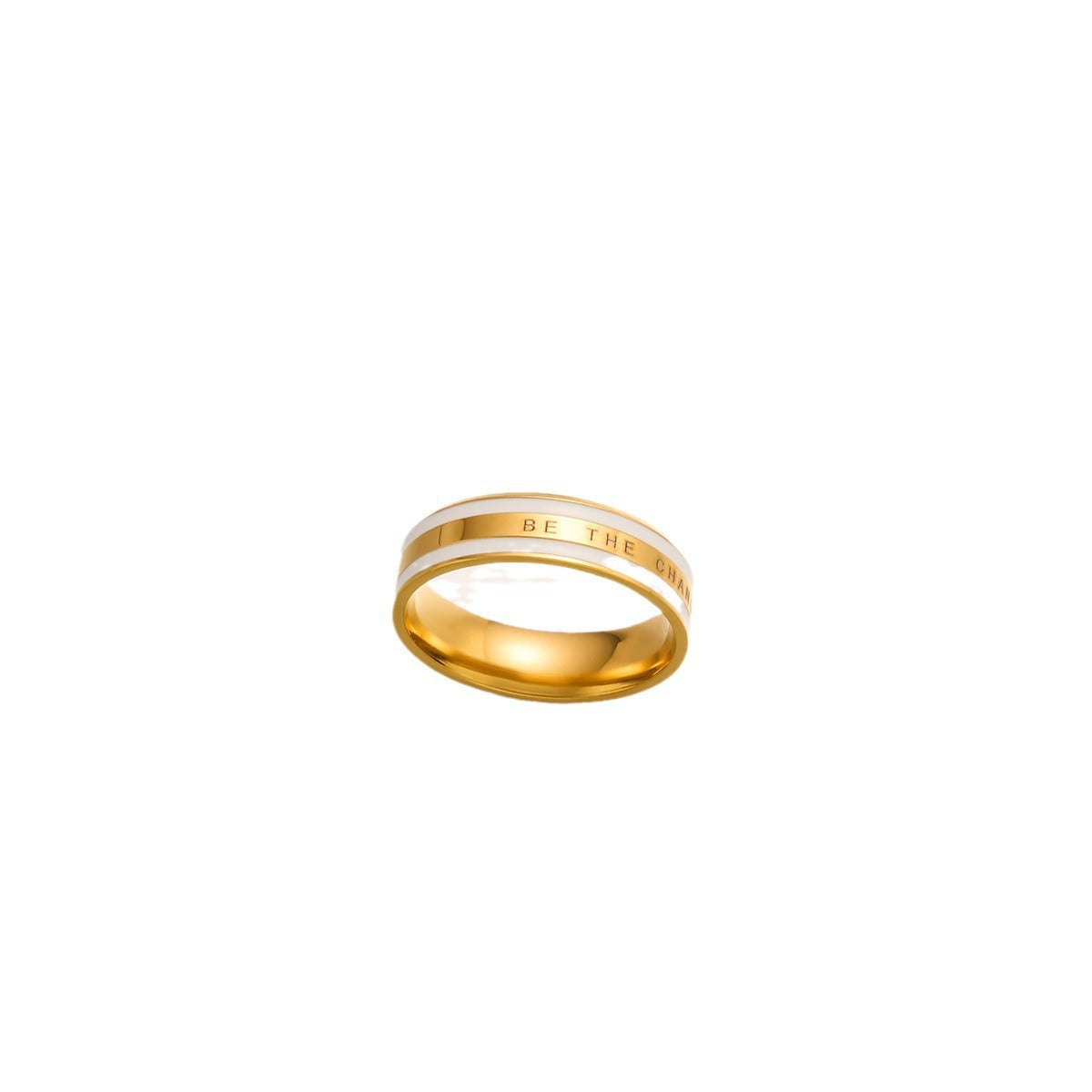 Wide 18K Rose Gold-Plated Ceramic & Titanium Steel Couple Ring