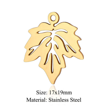 Colgante de acero de titanio con forma de flor y hoja, 5 unidades por bolsa 