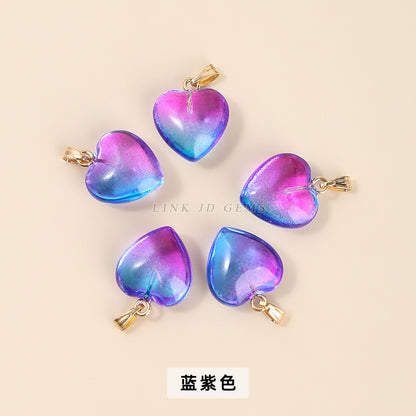 16Mm magic color glazed love-shaped glass pendant