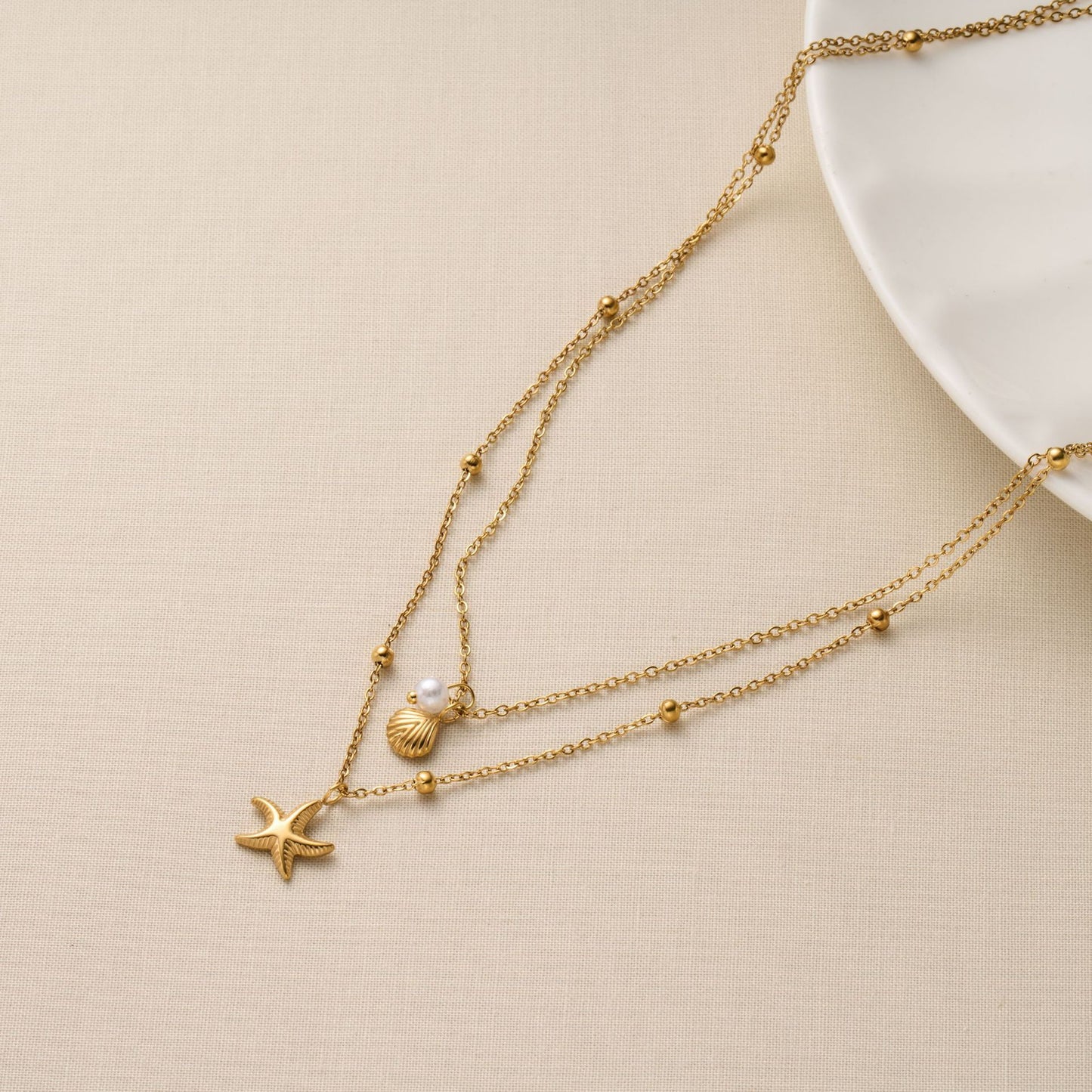 Starfish Shell Layered Necklace