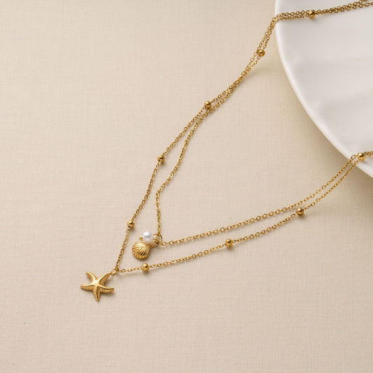 Starfish Shell Layered Necklace