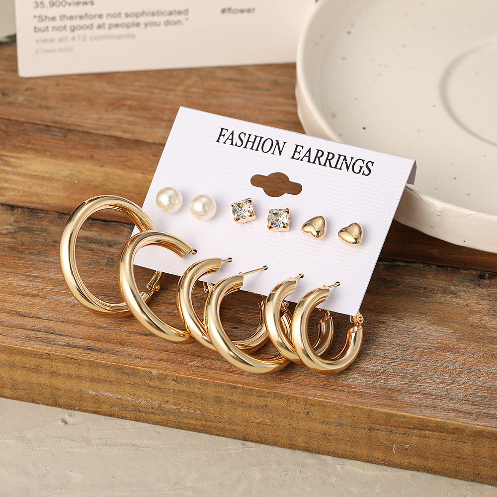 Punk Gold C-Shaped Earring Set