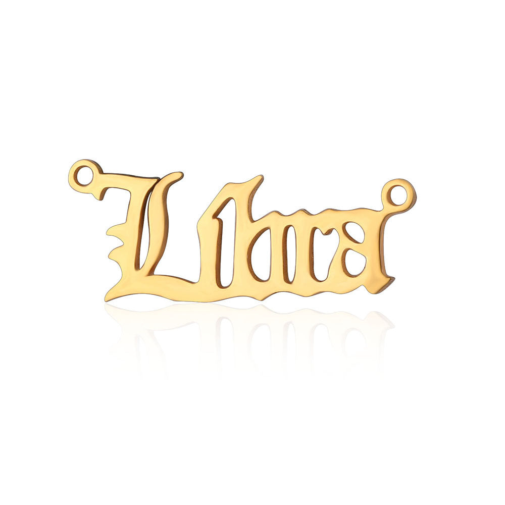 5 pcs/pack twelve constellations English letter titanium steel pendant