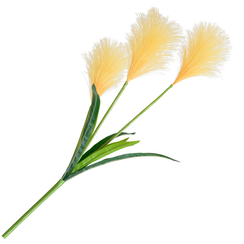 Simulación de 3 flores de pasto de caña. 