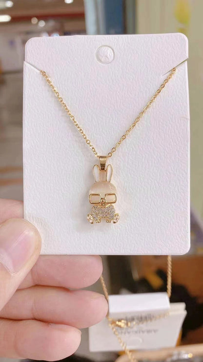Opal eye rabbit necklace