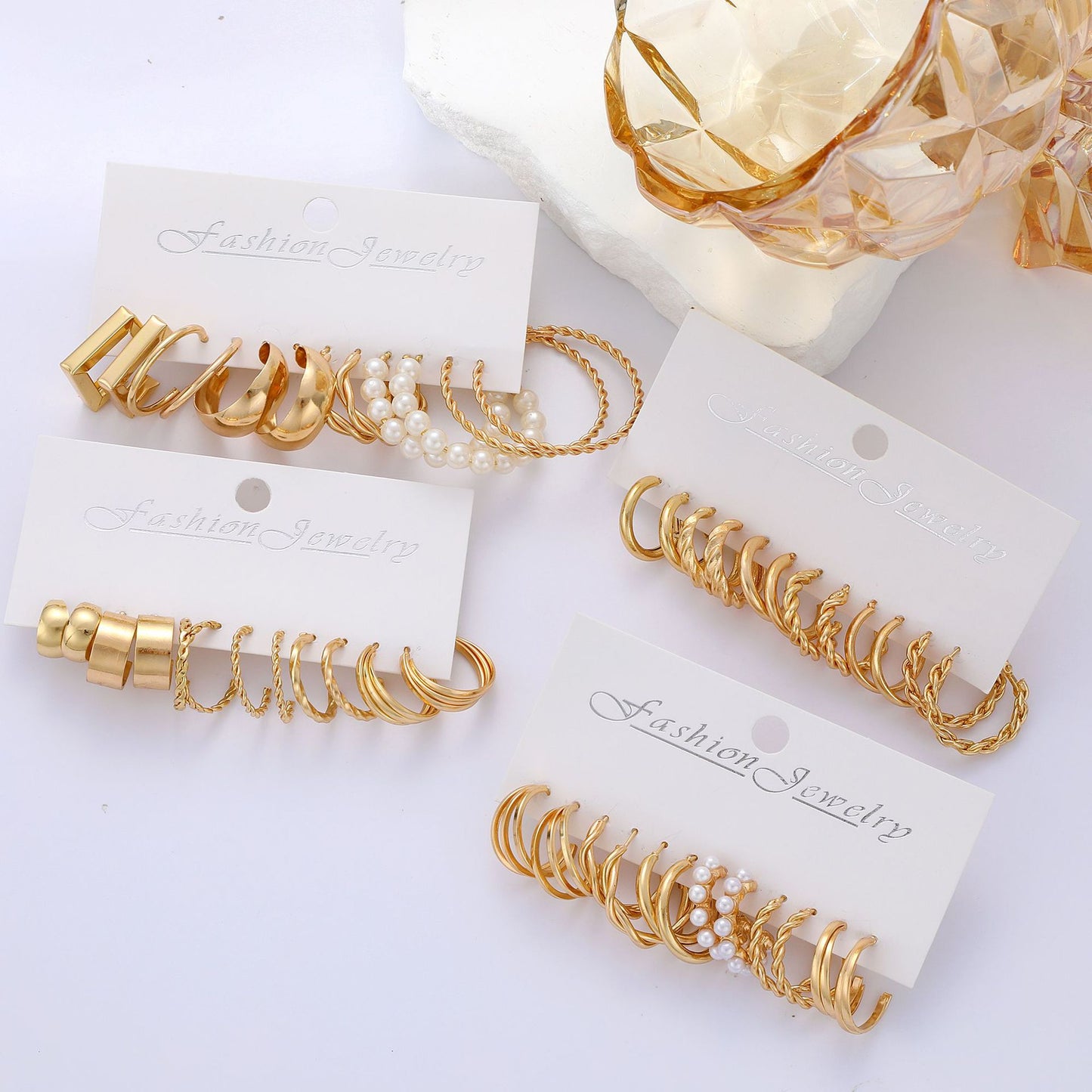 Twist Imitation Pearl Earring Set (24-Piece)