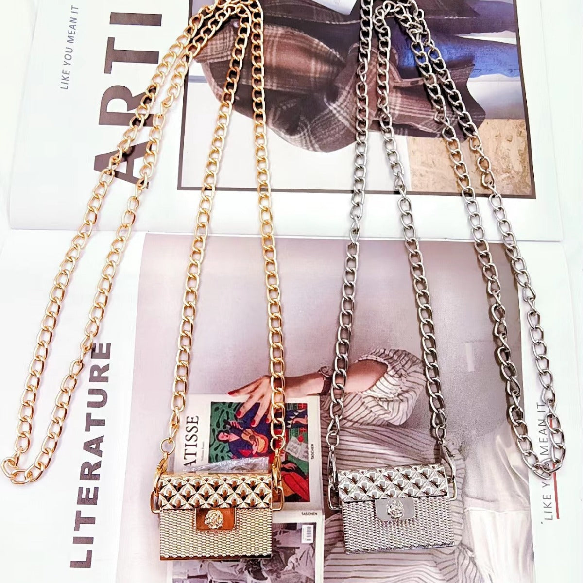 Pearl chain messenger bag waist chain