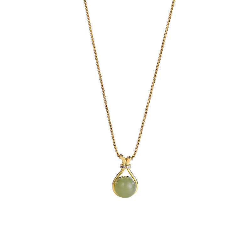Women's Imitation Hetian Jade Titanium Steel Collarbone Necklace