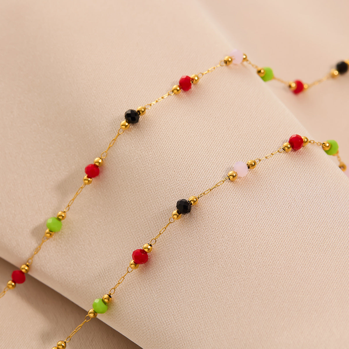 Multicolor Natural Stone Beaded Titanium Steel Necklace