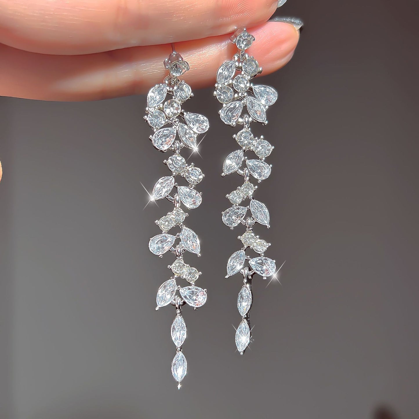 Long Fringe Rhinestone Earrings