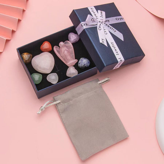 Juego de colgante trenzado de piedra cruda de cristal de piedra caída de 7 colores 