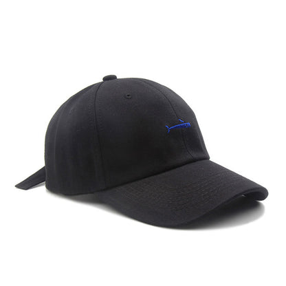 Whale Embroidered Cotton Baseball Cap