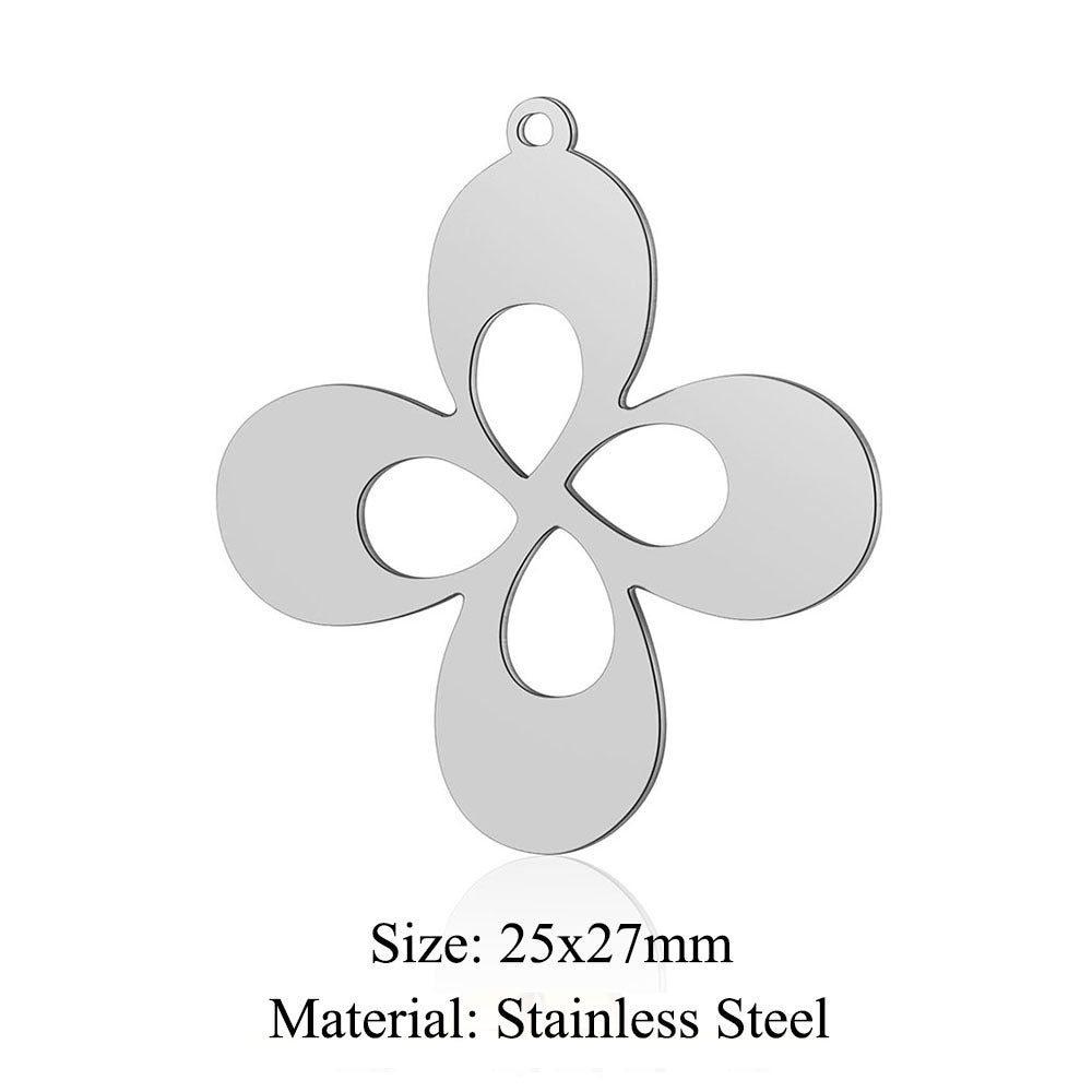 Colgante de acero de titanio con forma de flor y hoja, 5 unidades por bolsa 