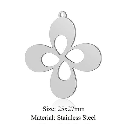 Colgante de acero de titanio con forma de flor y hoja, 5 unidades por bolsa 