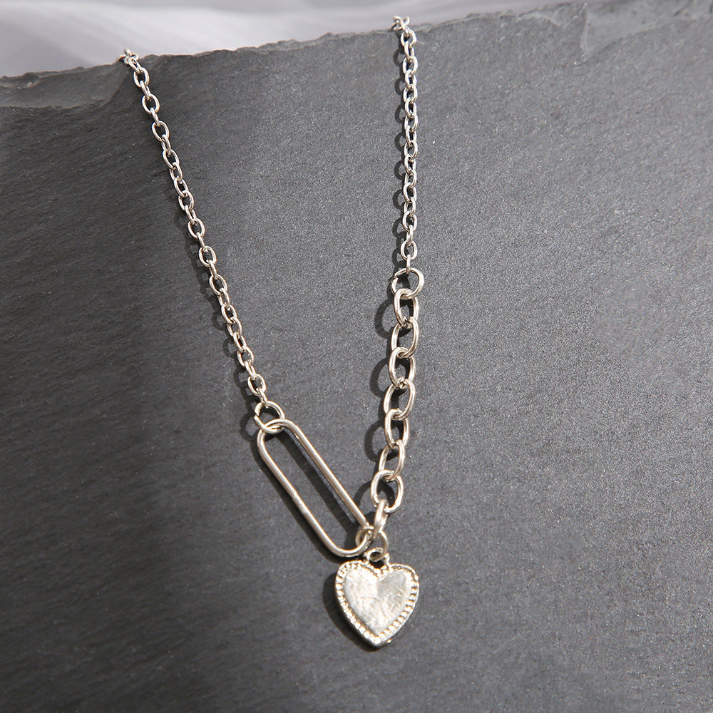 Silver Heart Asymmetric Necklace