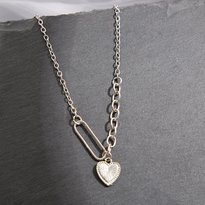 Silver Heart Asymmetric Necklace