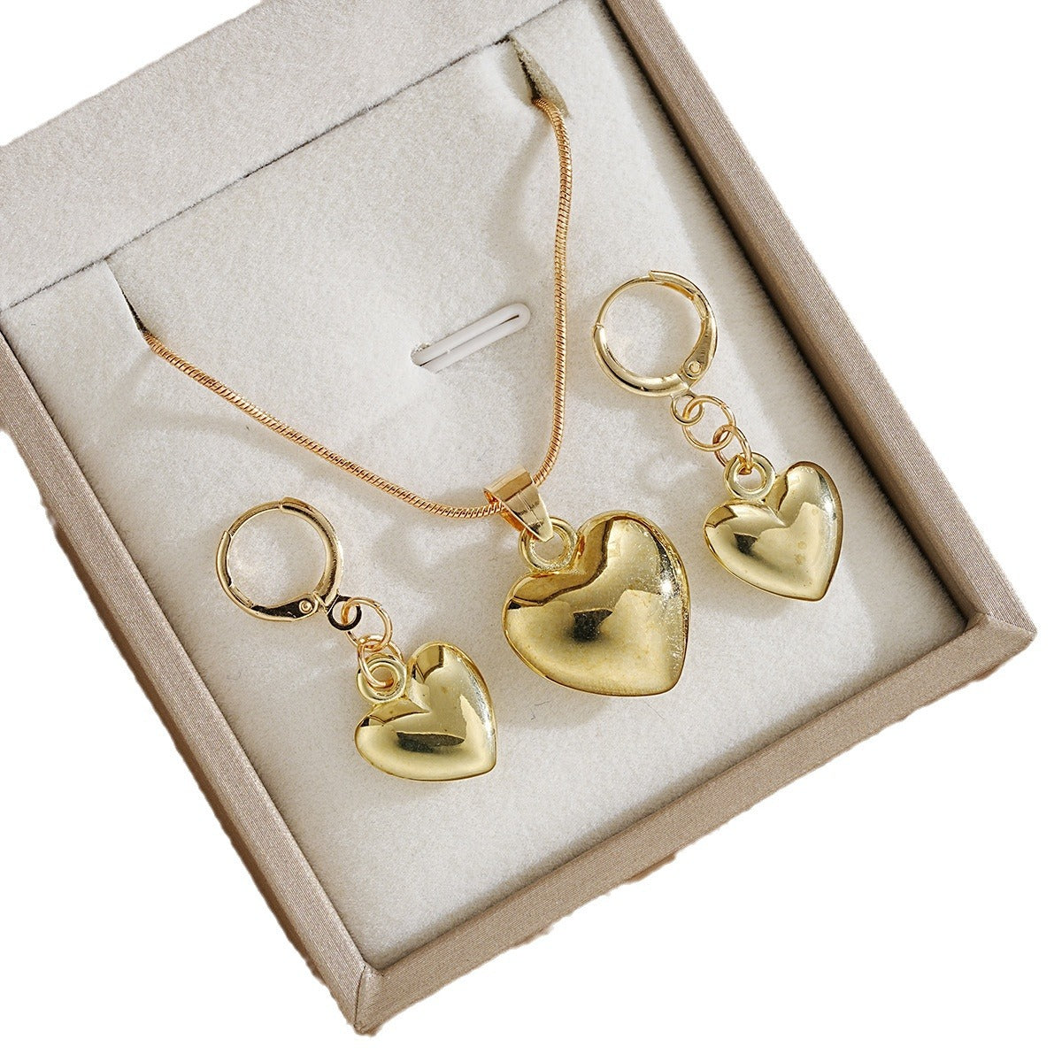 New peach heart necklace set, jewelry set.