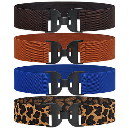 Elastic elastic pair buckle wide belt