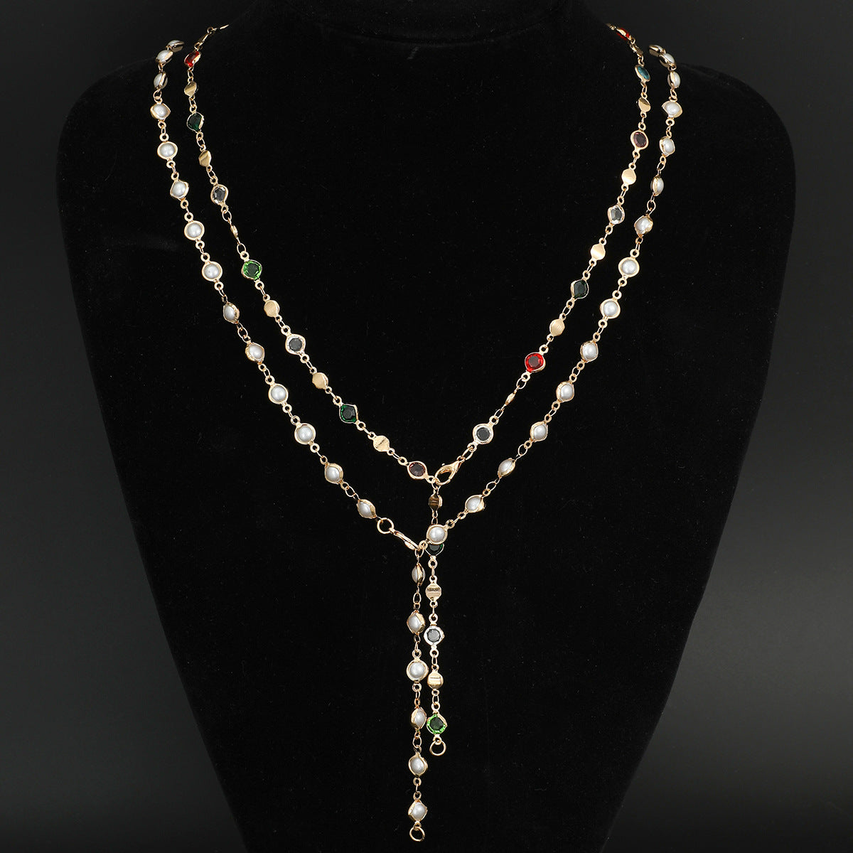 Pearl & Diamond Y-Necklace Set