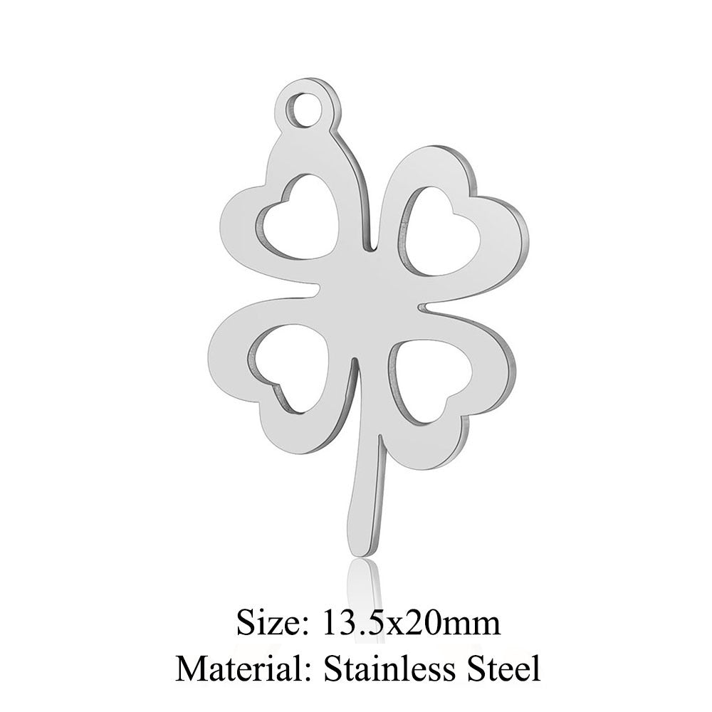 5 pcs/bag leaf flower titanium steel pendant four-leaf clover