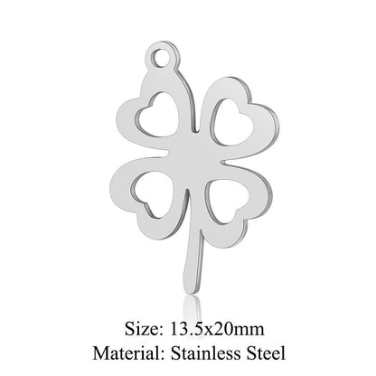 5 pcs/bag leaf flower titanium steel pendant four-leaf clover