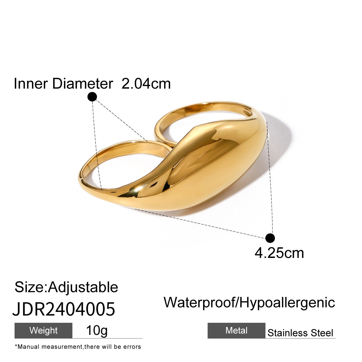 Anillo de dedo doble pulido 