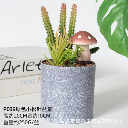 Simulation melamine cement cactus ball bonsai