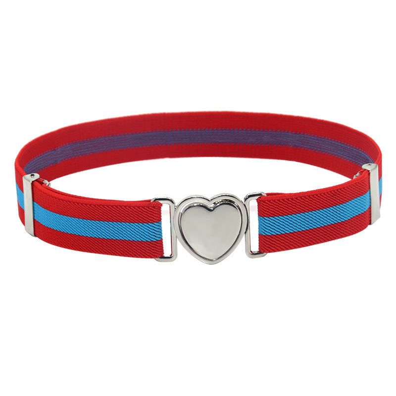 Silver Heart Buckle Adjustable Kids Belt