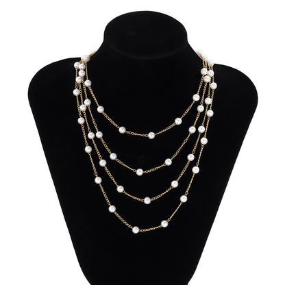 Versatile Beaded Pearl Multi-layer Necklace