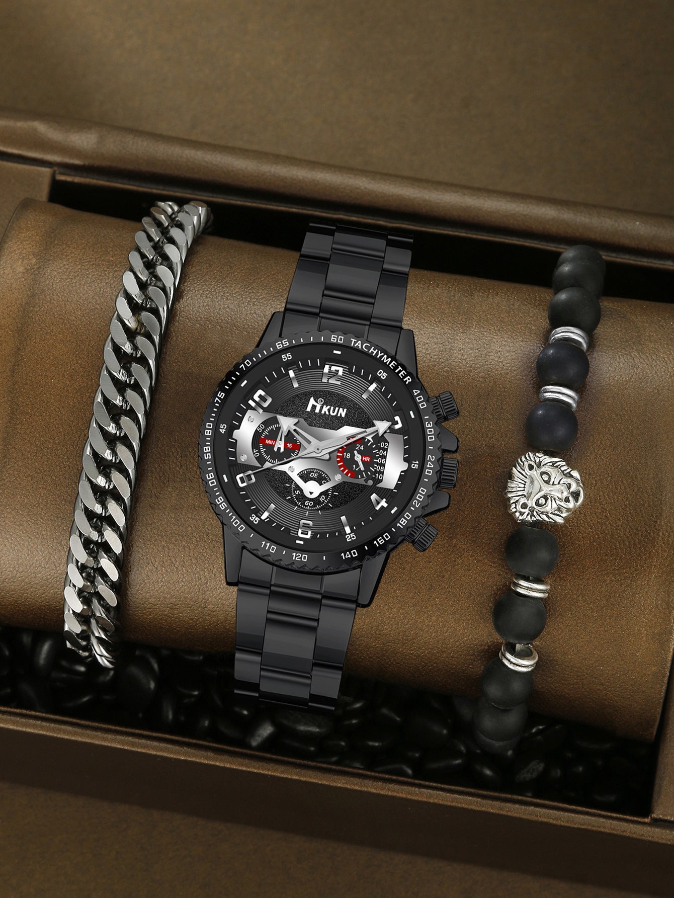 Men's Watch Punk Woven Bracelet Set