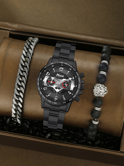 Men's Watch Punk Woven Bracelet Set