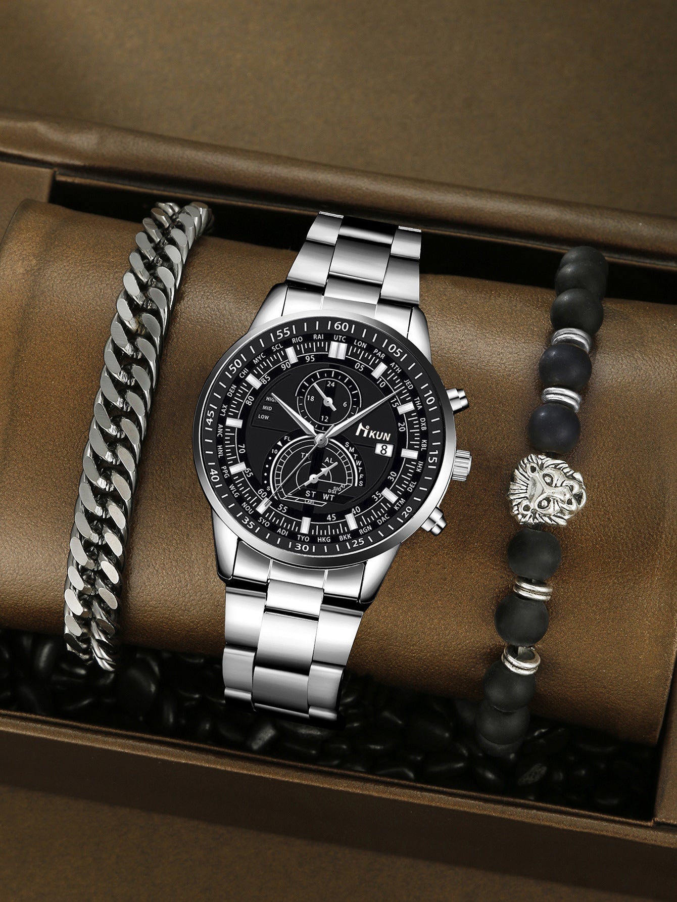 Alloy Watch Crown Beaded Turquoise Set