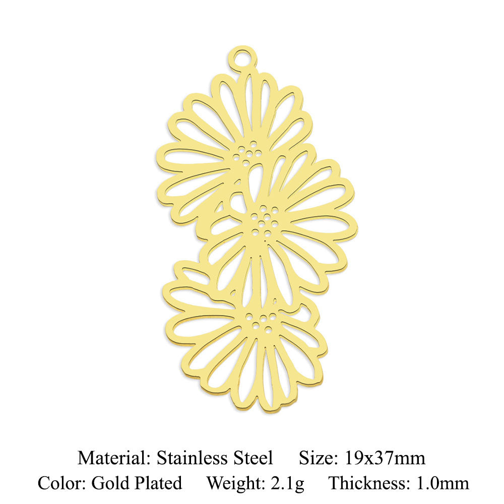 5 pcs/pack, mushroom flower titanium steel pendant.