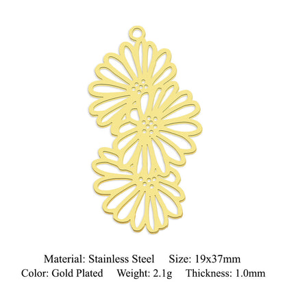 5 pcs/pack, mushroom flower titanium steel pendant.