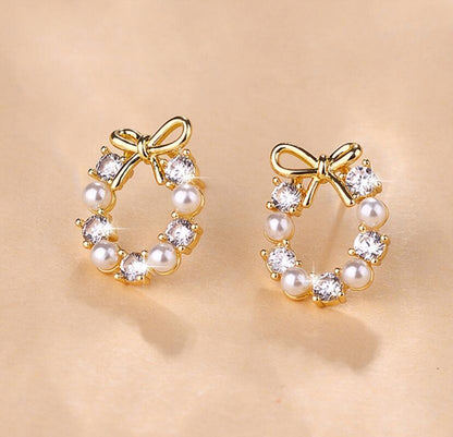 Bow garland earrings