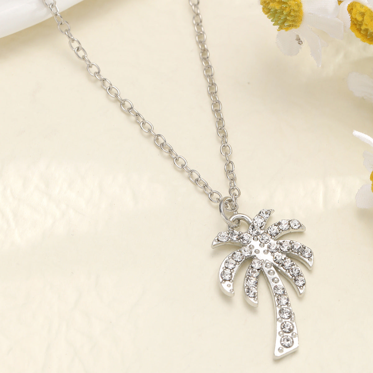 Coconut Tree Pendant Necklace with Diamonds