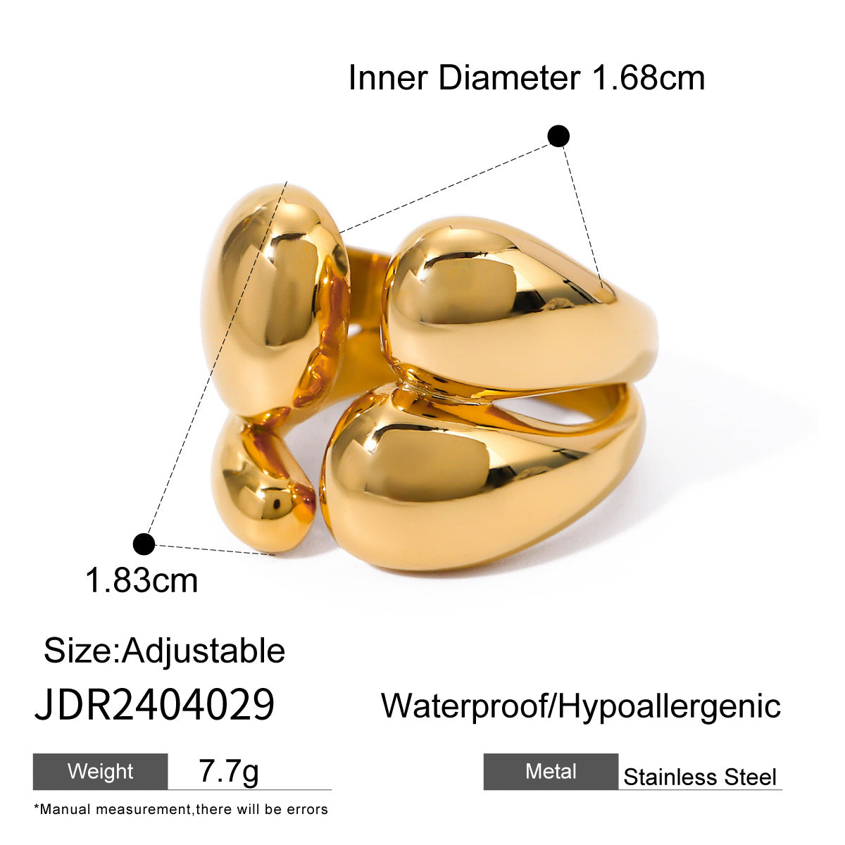 18k gold irregular titanium steel ring