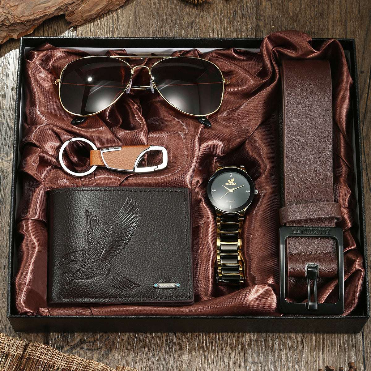 Steel belt watch fashion set gift box